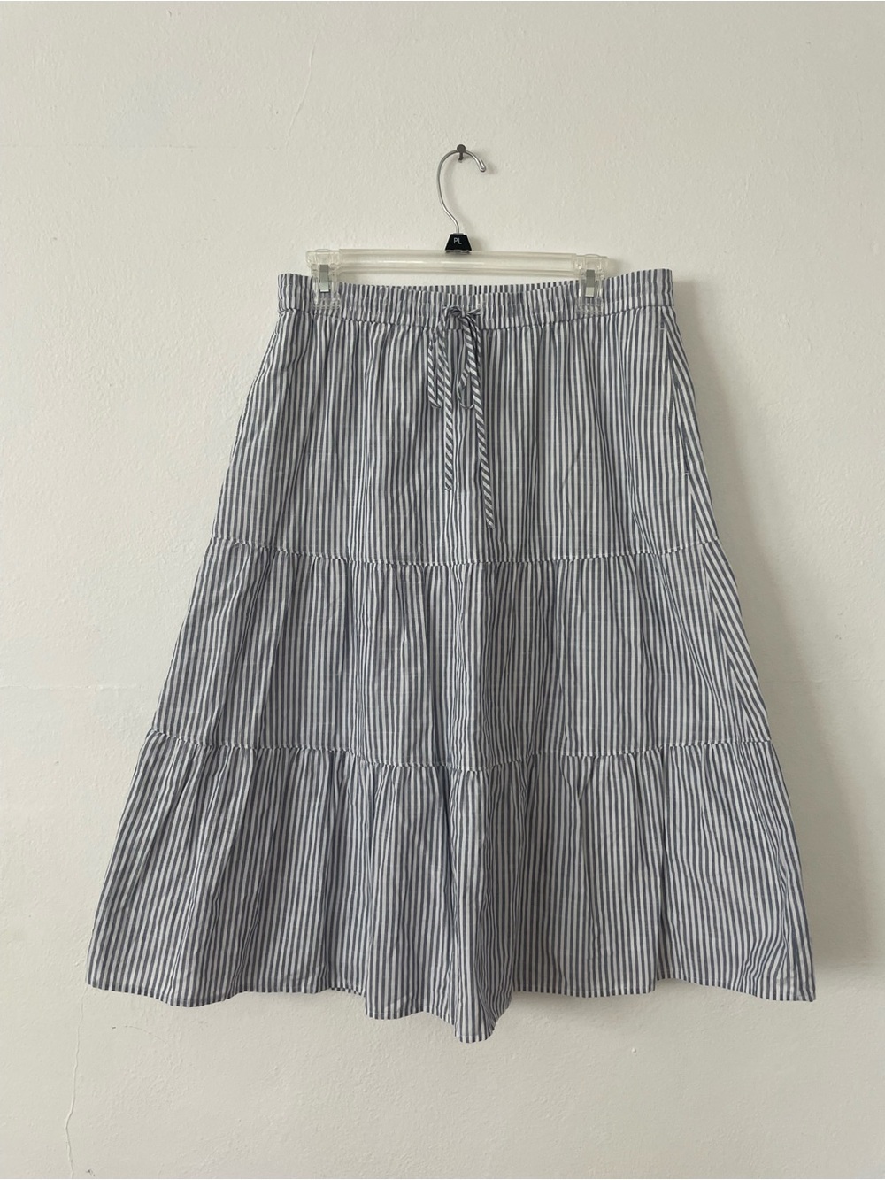 Talbots 100% Cotton Stripped Midi Skirt
